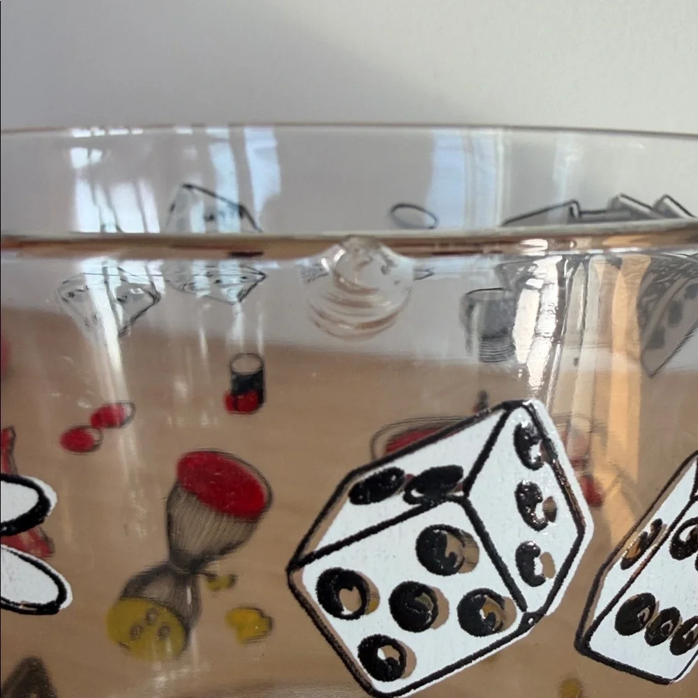 Vintage Casino Gambling Hazel Atlas Ice Bucket MCM 1950's + Vegas Shot Glass